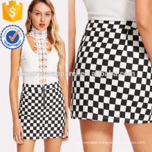 O-Ring Zipper Front Plaid Skirt Manufacture Wholesale Fashion Women Apparel (TA3064S)